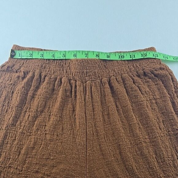 Mango Women's Clay Crinkle Effect‎ High Rise Pull On Wide Leg Pants Size Medium - Picture 3 of 8